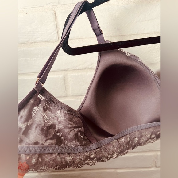 NWT Soma Signature Lace Longline Wireless Lined Bralette L Excalibur Grey #0465 - Picture 6 of 14